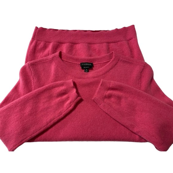 TALBOTS Womens Cashmere Sweater Crewneck Hot Pink Medium - Picture 6 of 12